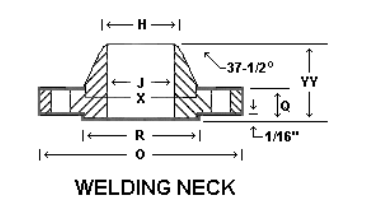 Weld Neck Flange Dimension